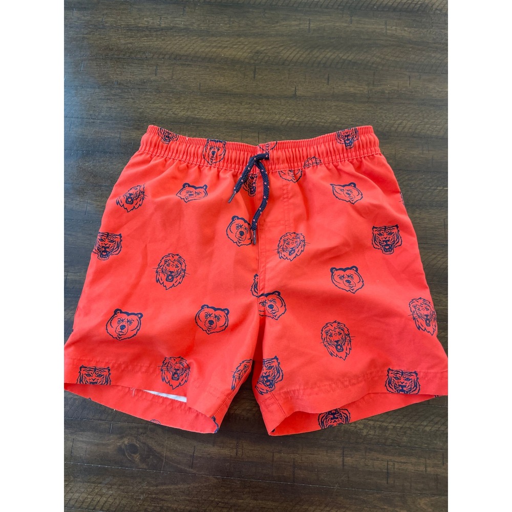 Spotted Zebra Boys Swim Trunks Shorts Orange Animal Print Size M (8)